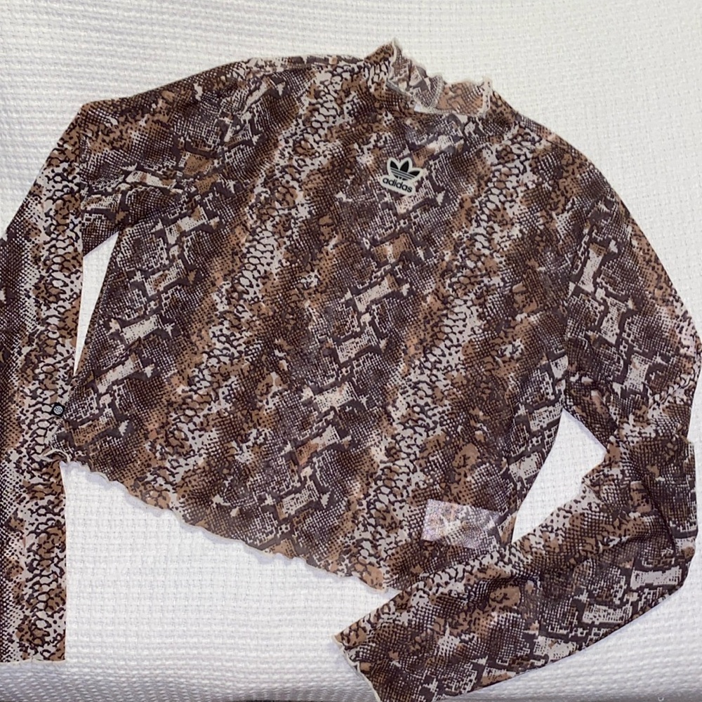 adidas Originals Brown Snake Print Long Sleeve Top